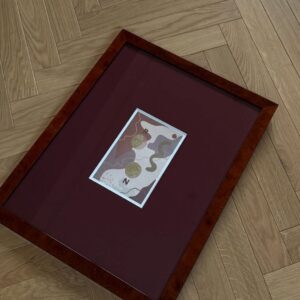 Burgundy dark passe-partout linnen structure