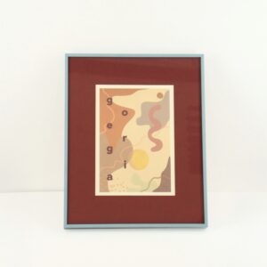 Blauw dun lijst met burgundy rood passe-partout met print georgia