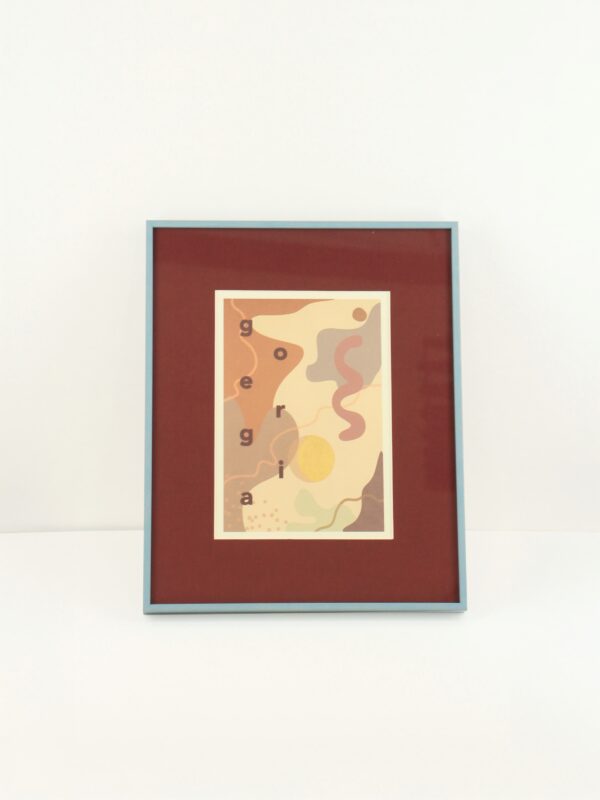 Blauw dun lijst met burgundy rood passe-partout met print georgia