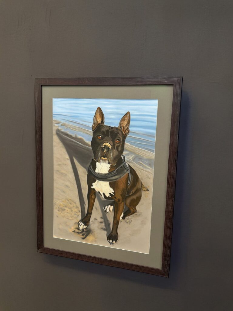 Krijttekening hond op strand inlijsten